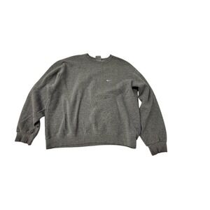Nike Gray Crew Neck Sweatshirt‎ Mens Size L Swoosh Logo Casual Basic